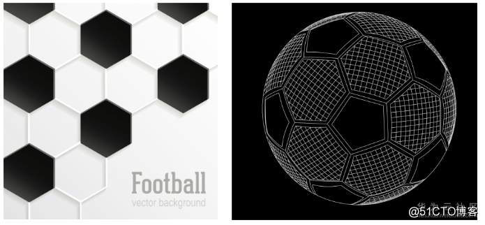 而足球的纹理则是典型的五边形与六边形拼接,一个足球总共由20个正
