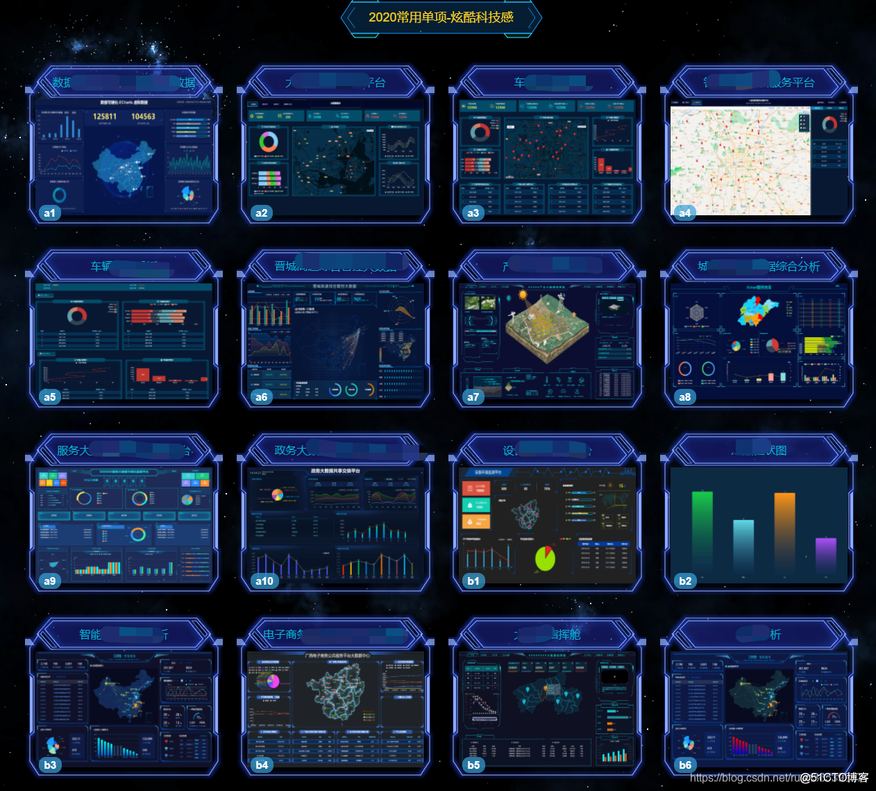 基于echarts实现可视化数据大屏展示150套制作深蓝色科技感物流云数据