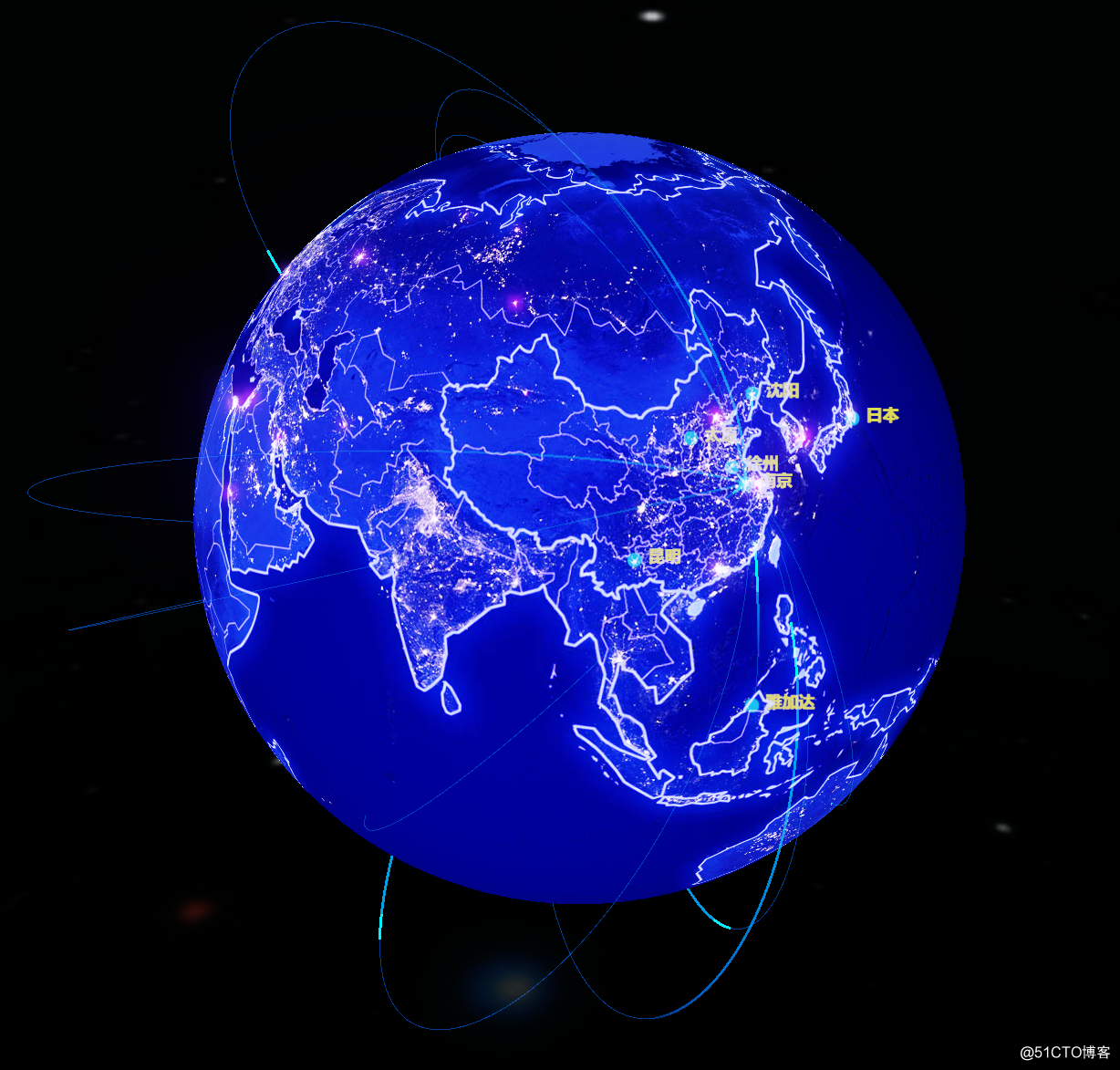 html5基于echarts制作3d炫酷世界地图地球制作地图勾起动画非常炫酷