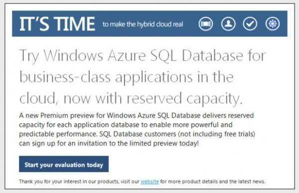微软开放Windows Azure SQL预览版