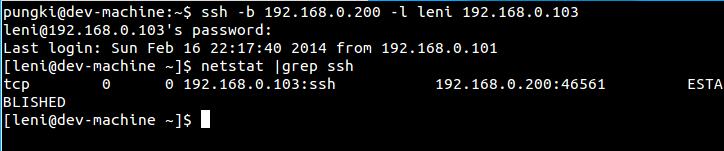 Bind address using SSH