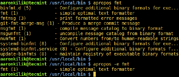 Linux apropos 命令根据关键词显示