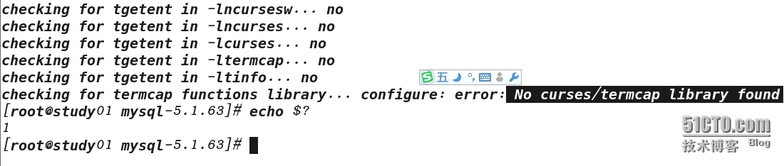 error no curses/termcap library found