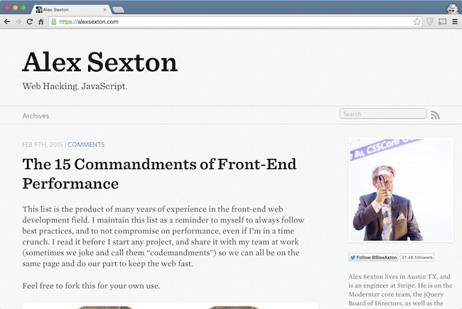 alex sexton web development blog for developers