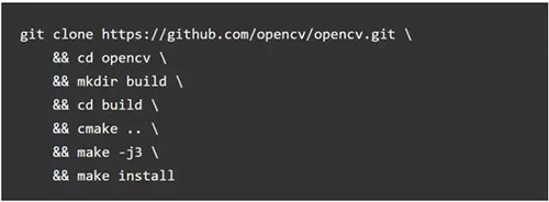 下载 OpenCV 并设置它运行的命令序列