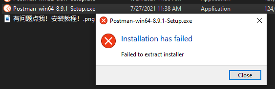 failed to extract installer