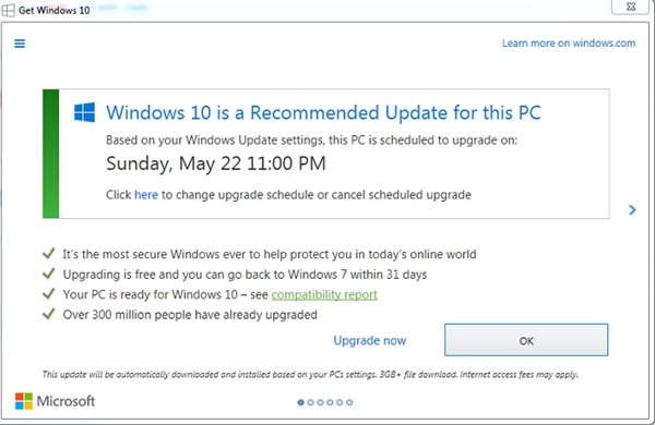 微软出手：给Win7用户推通知让升级Win10