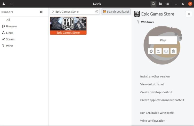 Epic Games Store in Lutris