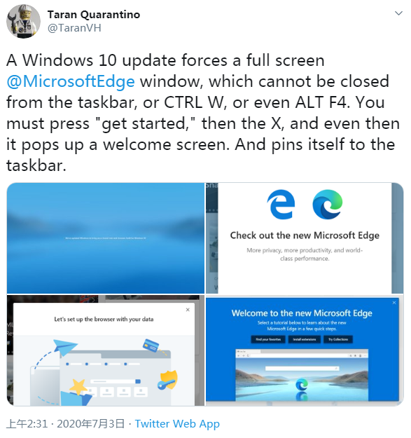 微软激怒不少用户：因Windows更新强推Edge浏览器