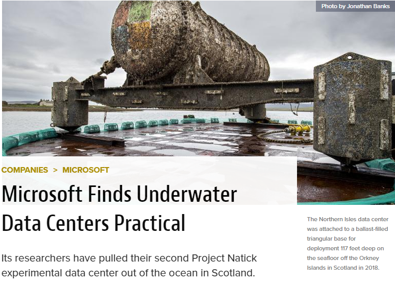 微软研究发现水下数据中心具备可行性