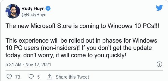 官宣：Win11微软商店正式向Windows 10用户推出
