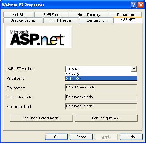 Visual Studio .NET已检测到指定的Web服务器运行的不是ASP.NET 1.1 版问题的解决.