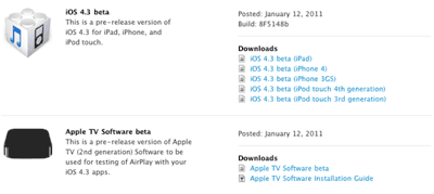 iOS 4.3 beta版发布，增加全新的“个人热点”