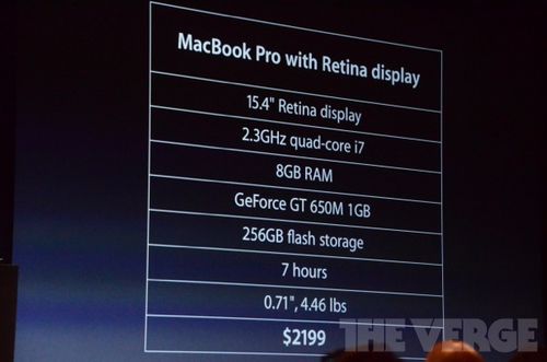Retina显示屏版本的MacBook Pro价格大概是1万4千多人民币