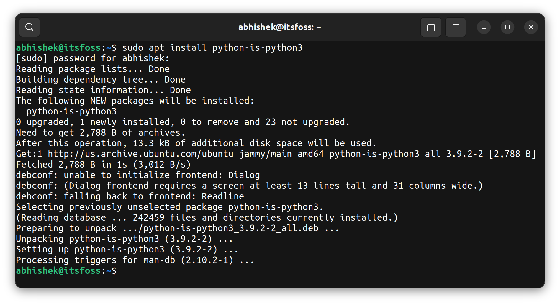 install python is python3 ubuntu