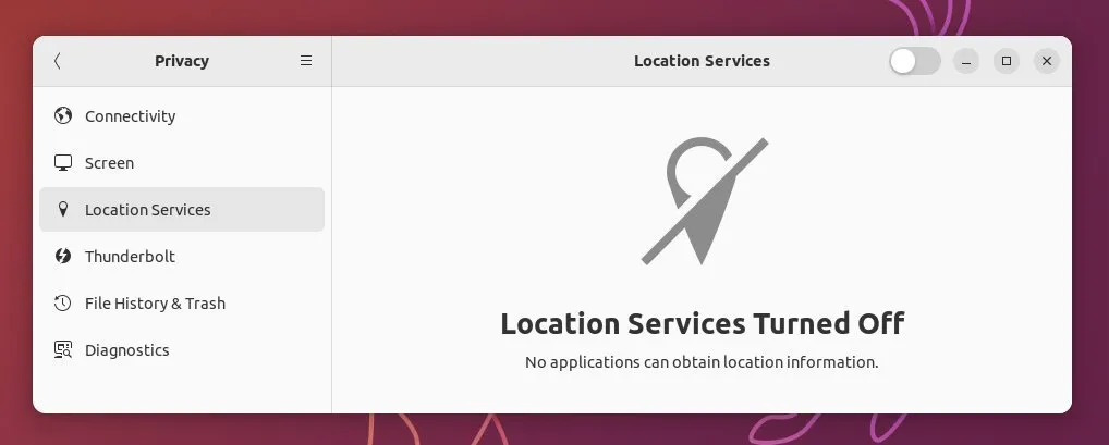 Turn off location services in Ubuntu 22.10