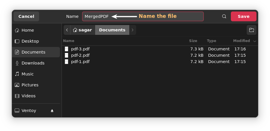 locate and name the merged pdf file
