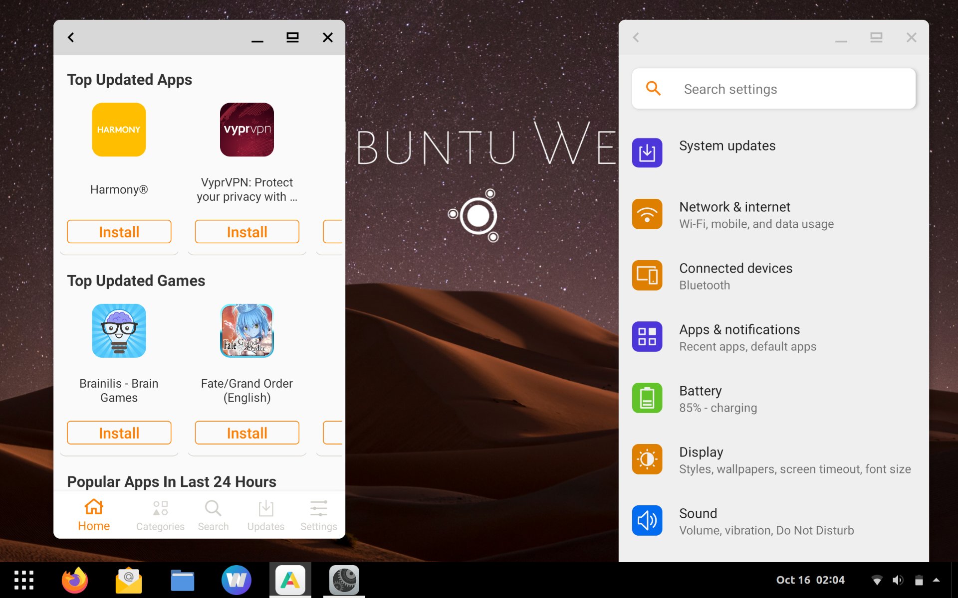 A screenshot of Ubuntu Web