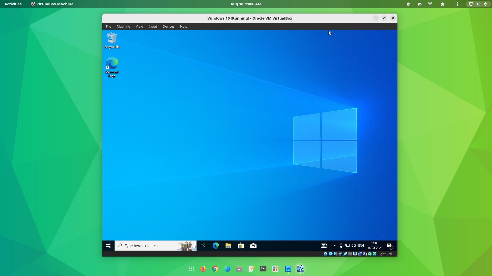 在 Manjaro Linux 里 VirtualBox 中运行 Windows 10