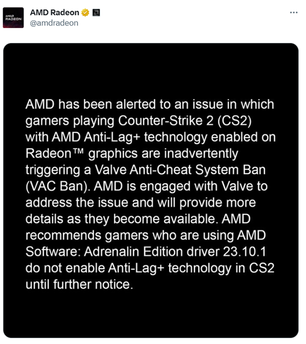 AMD显卡玩家小心打开Anti-Lag+：会被判作弊