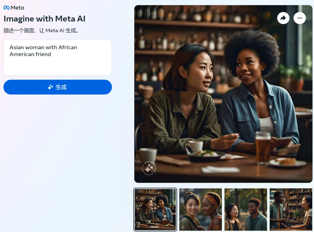 拒绝白人与亚洲人同框，Meta图像生成器的「歧视」，被人挖出来了-AI.x社区