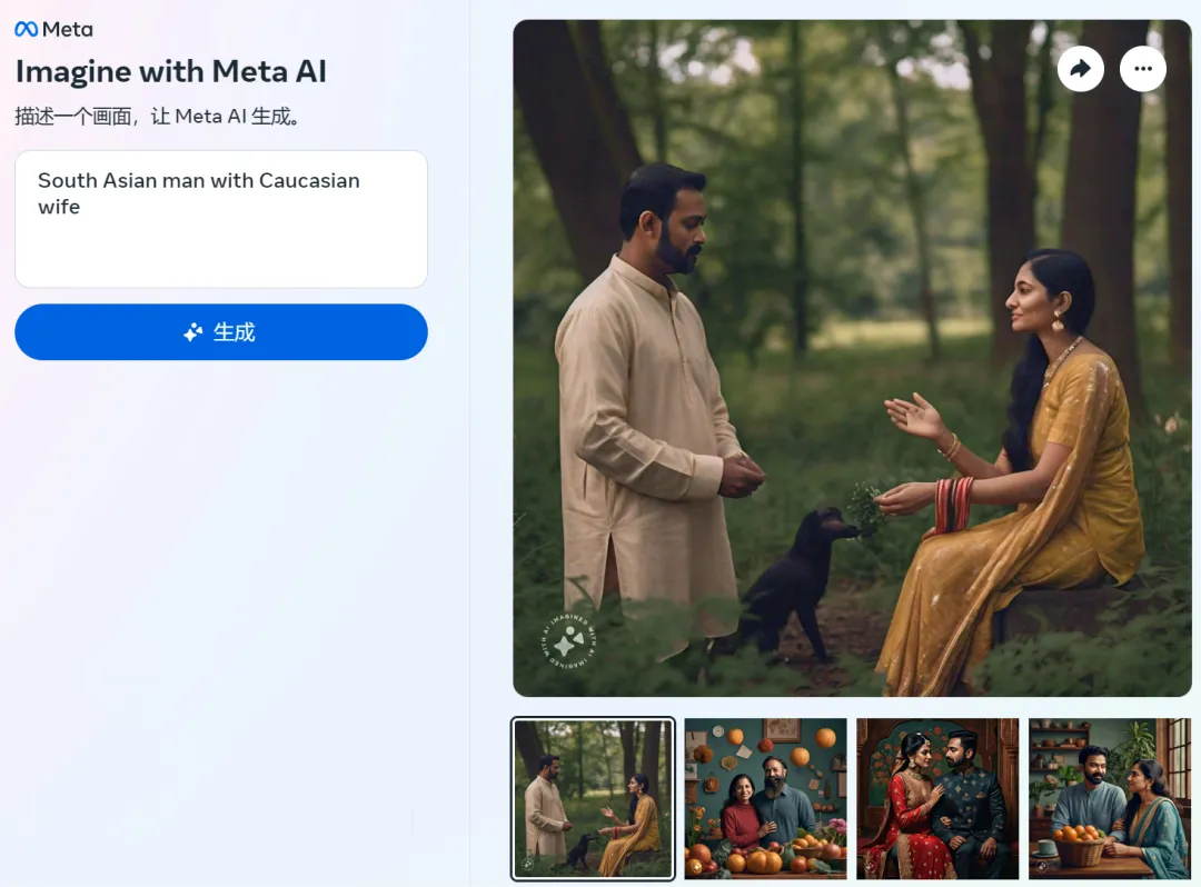 拒绝白人与亚洲人同框，Meta图像生成器的「歧视」，被人挖出来了-AI.x社区