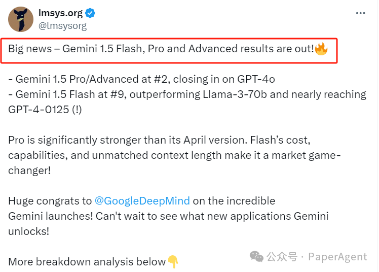 重大新闻（lmsys.org）：Gemini 1.5 Flash/Advanced逼近GPT-4o，排名第二！-AI.x社区