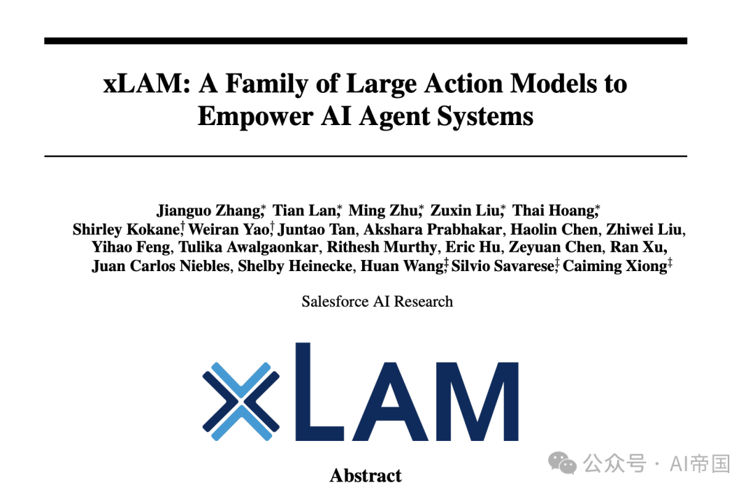 xLAM: 一个赋能AI agent系统的动作大模型家族-AI.x社区